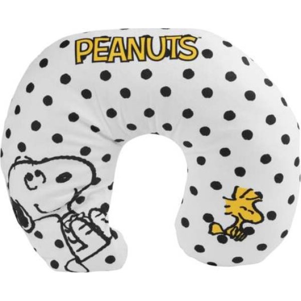 Peanuts Snoopy & Woodstock Dots polštár za krk bílá/cerná - Merchstore.cz