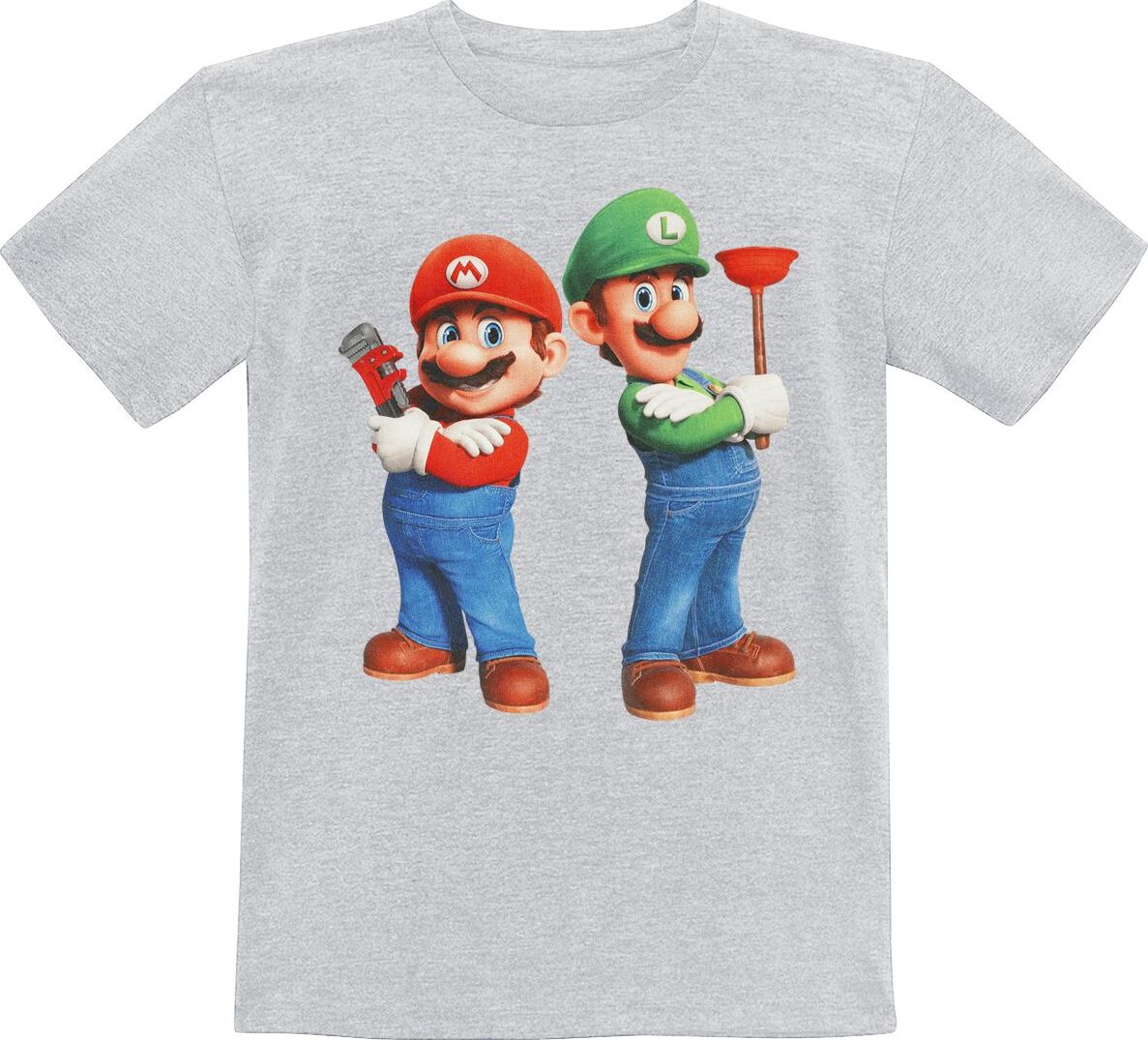 Super Mario Kids - Plumbing Bros. detské tricko šedá - Merchstore.cz Super Mario Kids - Plumbing Bros. detské tricko šedá - Merchstore.cz