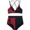 Batman Harley Quinn Stars and Diamonds Bikini cervená/cerná - Merchstore.cz