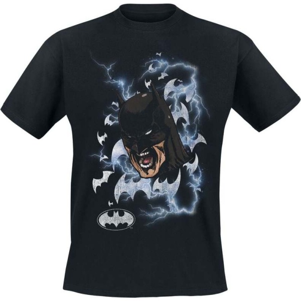 Batman Shouts Lightning Bats Tričko černá - Merchstore.cz