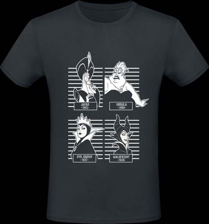 Disney Villains Mugshot Tričko černá - Merchstore.cz Disney Villains Mugshot Tričko černá - Merchstore.cz