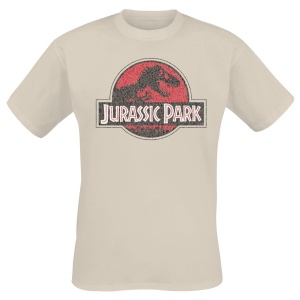 Jurassic Park Grunge Logo Jurassic Tričko písková - Merchstore.cz