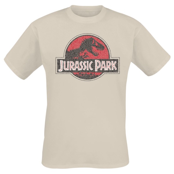 Jurassic Park Grunge Logo Jurassic Tričko písková - Merchstore.cz