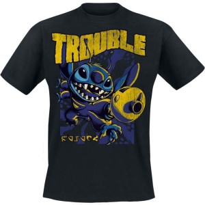 Lilo & Stitch Big Trouble Stitch Tričko černá - Merchstore.cz