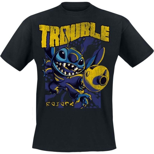 Lilo & Stitch Big Trouble Stitch Tričko černá - Merchstore.cz