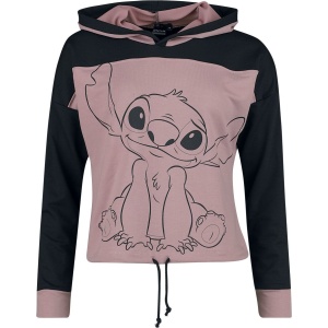 Lilo & Stitch Stitch Dámská mikina s kapucí cerná/ružová - Merchstore.cz
