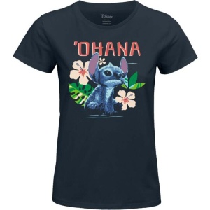 Lilo & Stitch Stitch Ohana Dámské tričko tmavě modrá - Merchstore.cz