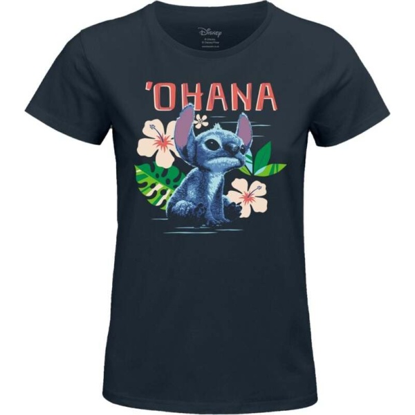 Lilo & Stitch Stitch Ohana Dámské tričko tmavě modrá - Merchstore.cz
