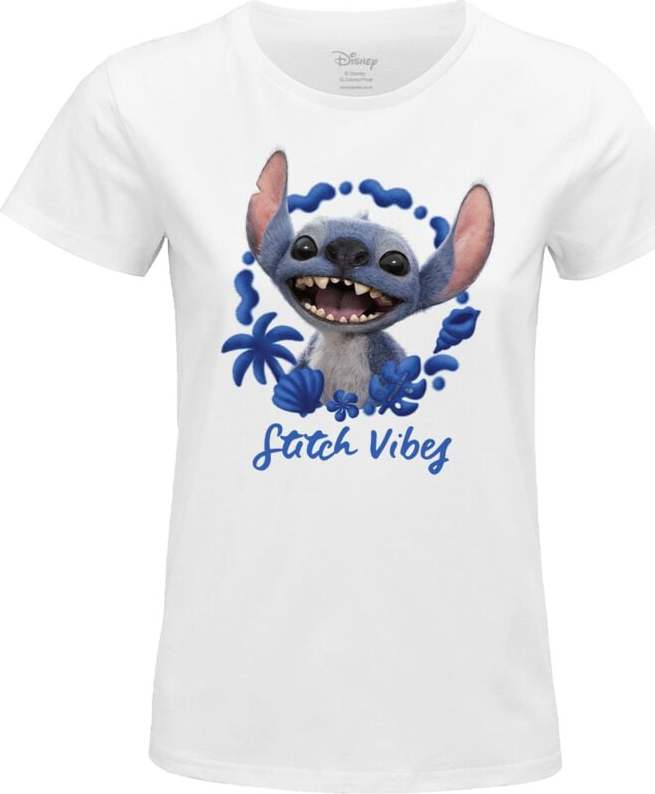Lilo & Stitch Stitch Vibes Dámské tričko bílá - Merchstore.cz
