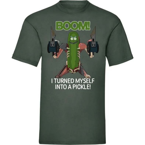 Rick And Morty Into a Pickle Tričko zelená - Merchstore.cz
