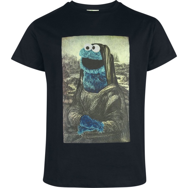 Sesame Street Cookie Monster - Mona Lisa Tričko černá - Merchstore.cz