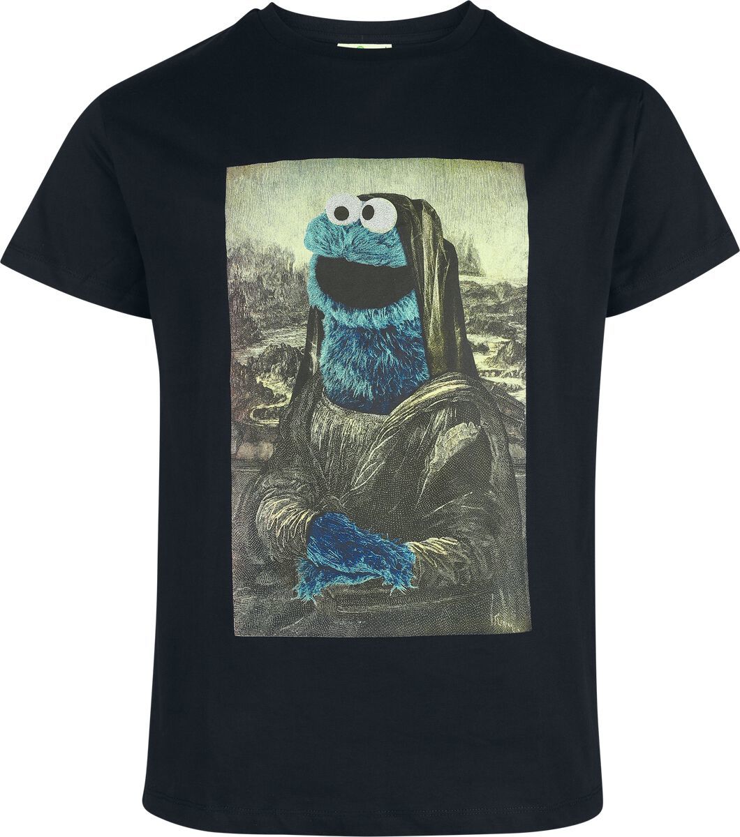 Sesame Street Cookie Monster - Mona Lisa Tričko černá - Merchstore.cz