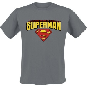 Superman Blockletter Logo Tričko tmavě šedá - Merchstore.cz