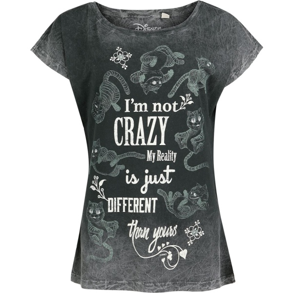 Alice in Wonderland I Am Not Crazy Dámské tričko šedá - Merchstore.cz