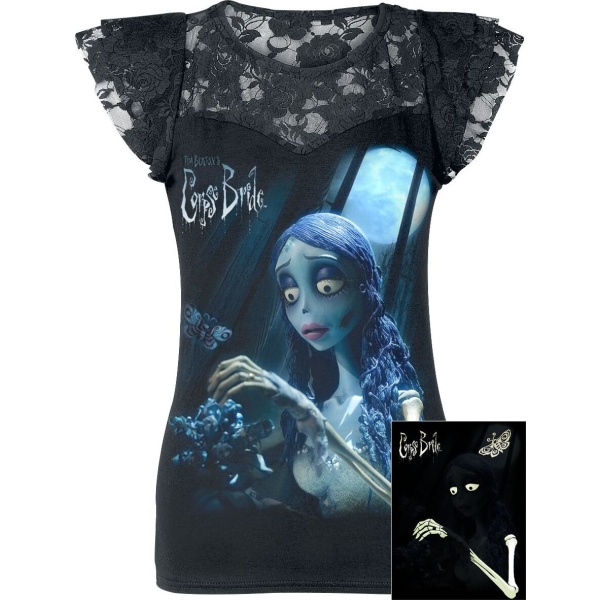 Corpse Bride Emily - Glow In The Dark Dámské tričko černá - Merchstore.cz