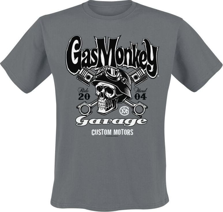 Gas Monkey Garage Custom Motors Skull Tričko šedá - Merchstore.cz Gas Monkey Garage Custom Motors Skull Tričko šedá - Merchstore.cz