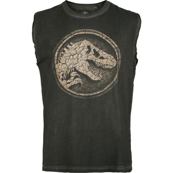 Jurassic Park Jurassic World - Cracked Earth Logo Tank top šedá - Merchstore.cz
