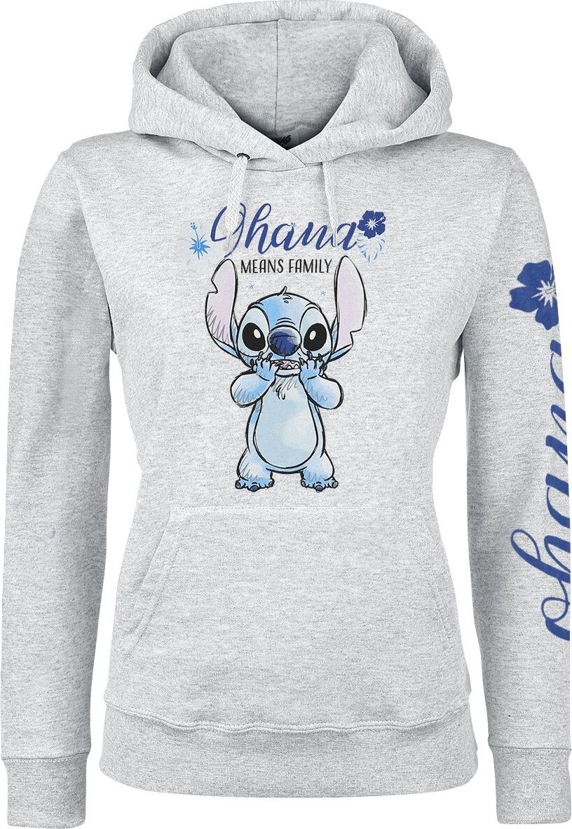 Lilo & Stitch Ohana Dámská mikina s kapucí šedá - Merchstore.cz Lilo & Stitch Ohana Dámská mikina s kapucí šedá - Merchstore.cz