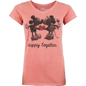 Mickey & Minnie Mouse Happy Together Dámské tričko korálová - Merchstore.cz