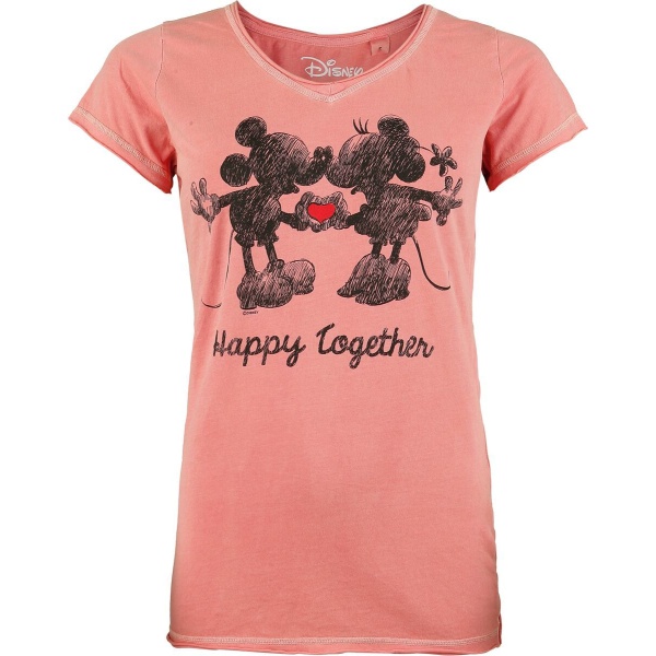 Mickey & Minnie Mouse Happy Together Dámské tričko korálová - Merchstore.cz