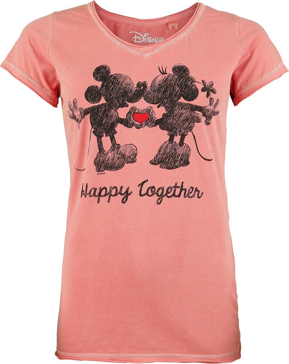 Mickey & Minnie Mouse Happy Together Dámské tričko korálová - Merchstore.cz Mickey & Minnie Mouse Happy Together Dámské tričko korálová - Merchstore.cz