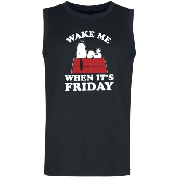 Peanuts Snoopy - Wake Me When It´s Friday Tank top černá - Merchstore.cz