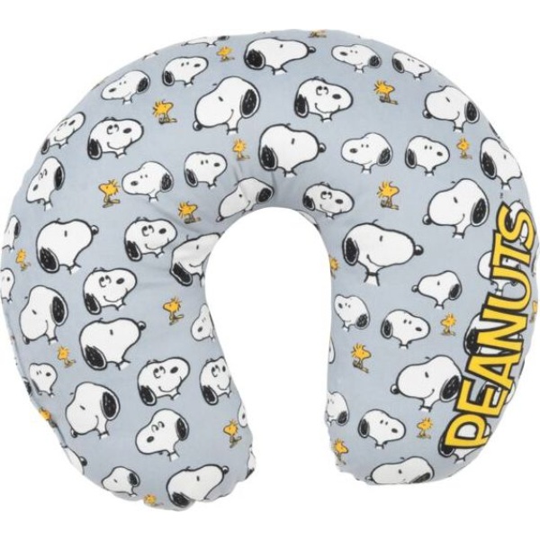 Peanuts Snoopy & Woodstock polštár za krk šedá/bílá - Merchstore.cz