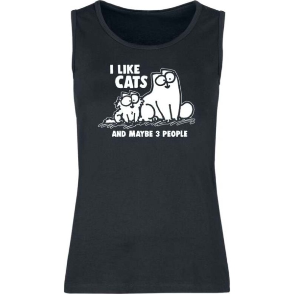 Simon's Cat I Like Cats And Maybe 3 People Dámský top černá - Merchstore.cz