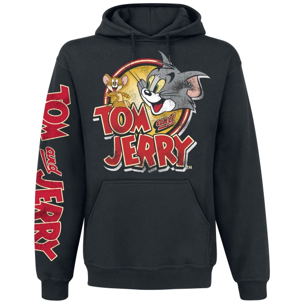 Tom And Jerry Cartoon Logo Mikina s kapucí černá - Merchstore.cz
