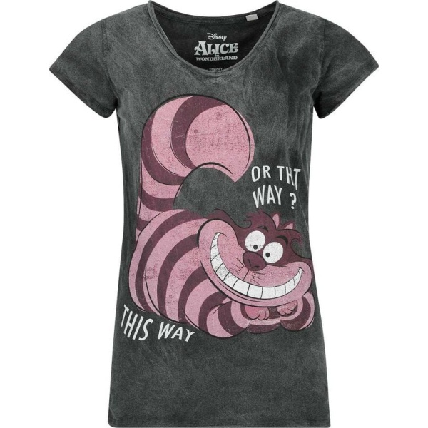 Alice in Wonderland Grinsekatze - This Way Or That Way? Dámské tričko černá - Merchstore.cz