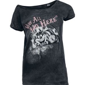Alice in Wonderland Grinsekatze - We're All Mad Here Dámské tričko černá - Merchstore.cz