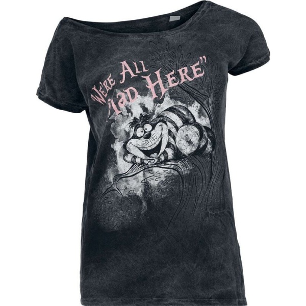 Alice in Wonderland Grinsekatze - We're All Mad Here Dámské tričko černá - Merchstore.cz