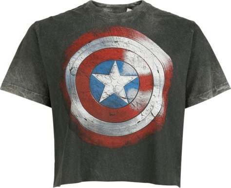 Captain America Vintage Shield Dámské tričko šedá - Merchstore.cz Captain America Vintage Shield Dámské tričko šedá - Merchstore.cz