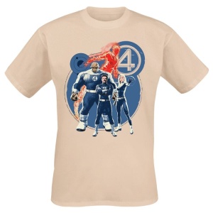 Fantastic Four Group Bubble Tričko písková - Merchstore.cz