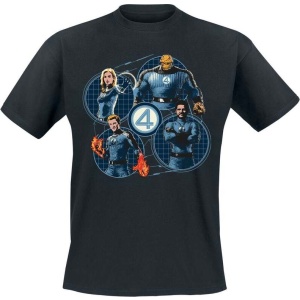 Fantastic Four Group Grid Circle Tričko černá - Merchstore.cz