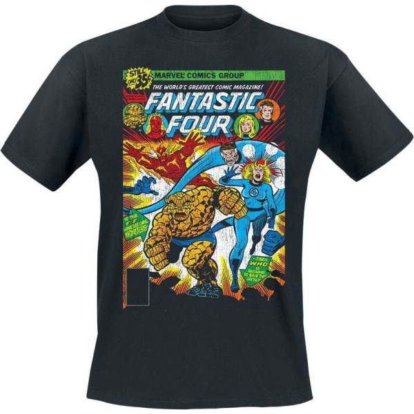 Fantastic Four The World Greatest Comic Magazine Cover Tričko černá - Merchstore.cz
