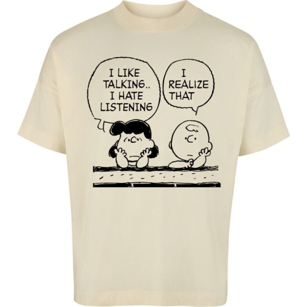 Peanuts Charlie Brown und Lucy - Oversize Tričko přírodní - Merchstore.cz