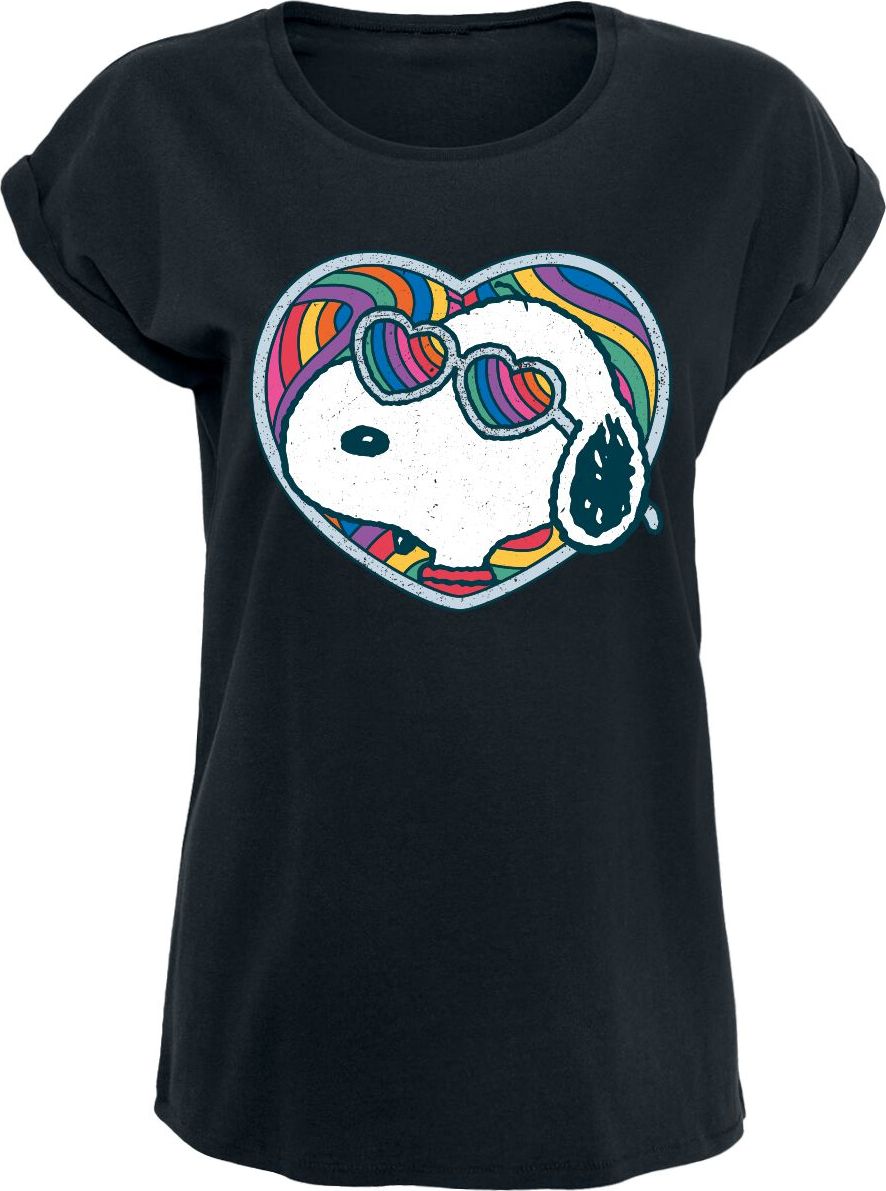 Peanuts Snoopy - Rainbow Heart Dámské tričko černá - Merchstore.cz Peanuts Snoopy - Rainbow Heart Dámské tričko černá - Merchstore.cz