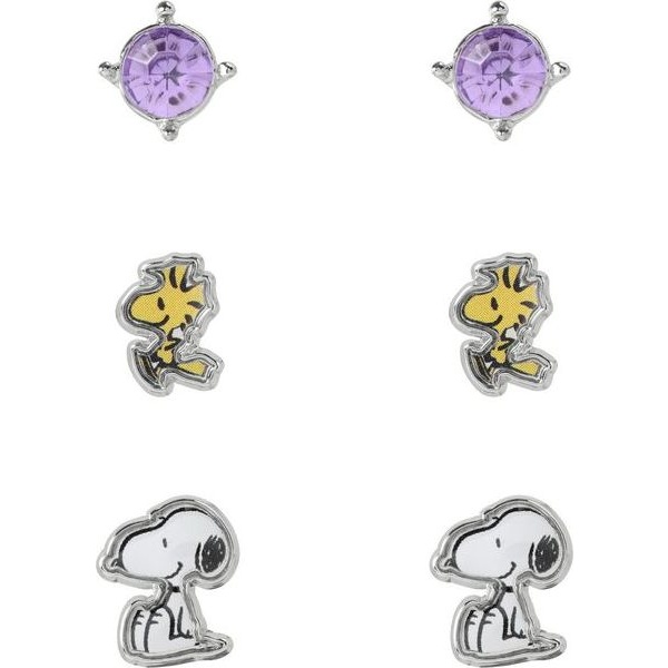 Peanuts Snoopy & Woodstock sada náušnic bílá/žlutá - Merchstore.cz