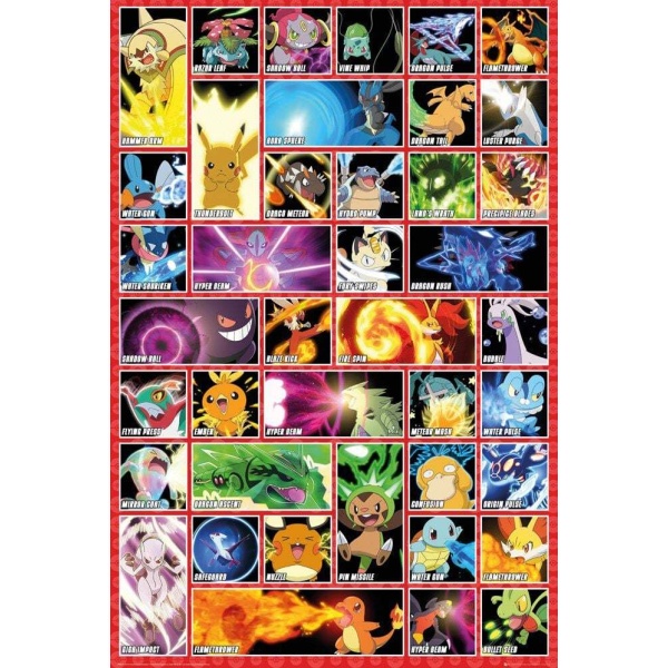 Pokémon Moves - Poster plakát vícebarevný - Merchstore.cz