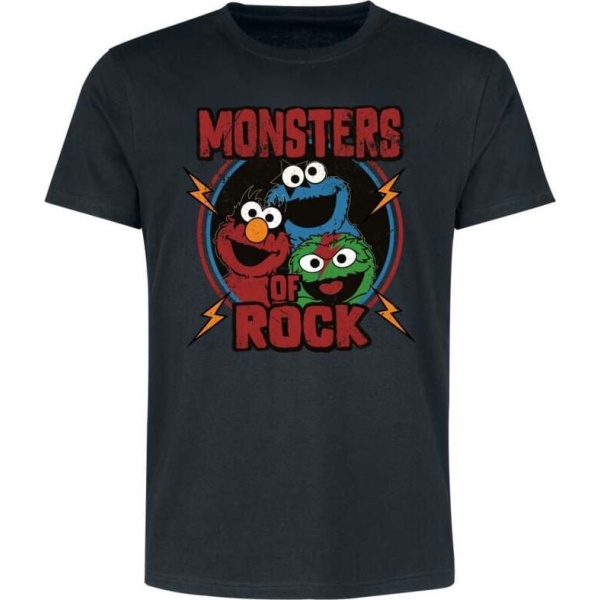 Sesame Street Monsters Of Rock Tričko černá - Merchstore.cz