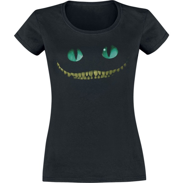 Alice in Wonderland Grinsekatze - Smile Dámské tričko černá - Merchstore.cz