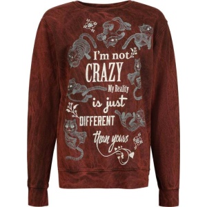 Alice in Wonderland I Am Not Crazy Dámská mikina červená - Merchstore.cz