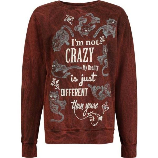 Alice in Wonderland I Am Not Crazy Dámská mikina červená - Merchstore.cz