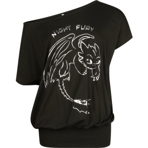 Drachenzähmen leicht gemacht Dragons - Night Fury Dámské tričko černá - Merchstore.cz