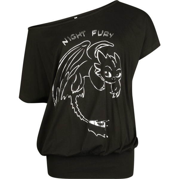 Drachenzähmen leicht gemacht Dragons - Night Fury Dámské tričko černá - Merchstore.cz