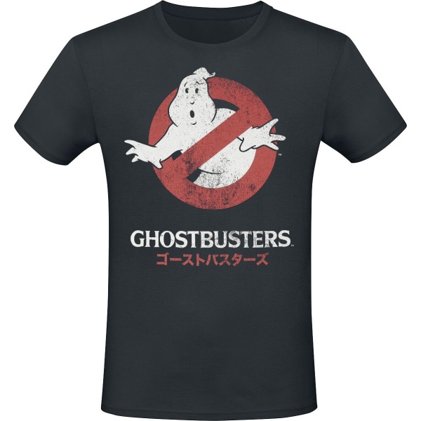 Ghostbusters Japanese Text Logo Tričko šedá - Merchstore.cz