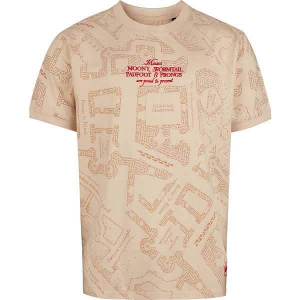 Harry Potter Marauder's Map All Over - Oversize Tričko písková - Merchstore.cz