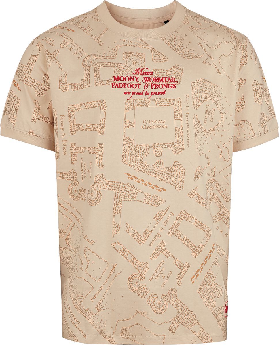 Harry Potter Marauder's Map All Over - Oversize Tričko písková - Merchstore.cz Harry Potter Marauder's Map All Over - Oversize Tričko písková - Merchstore.cz