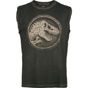 Jurassic Park Jurassic World - Cracked Earth Logo Tank top šedá - Merchstore.cz